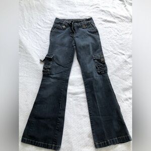 Y2K Vintage No Boundries Stretch Cargo Flare Jeans Size 5